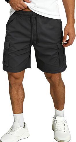 Hidkat Men's Lightweight Cargo Shorts with Drawstring-Breathable,Comfy Casual Outdoor Shorts for Hiking Gym Workout in Saudi Arabia