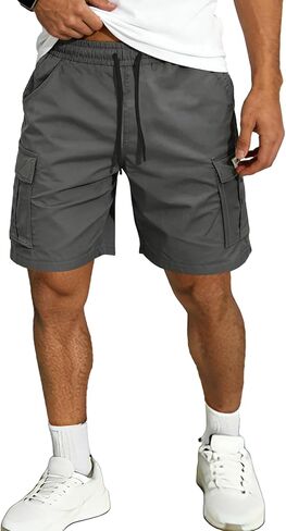 Hidkat Men's Lightweight Cargo Shorts with Drawstring-Breathable,Comfy Casual Outdoor Shorts for Hiking Gym Workout in Saudi Arabia
