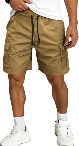 Hidkat Men's Lightweight Cargo Shorts with Drawstring-Breathable,Comfy Casual Outdoor Shorts for Hiking Gym Workout in Saudi Arabia
