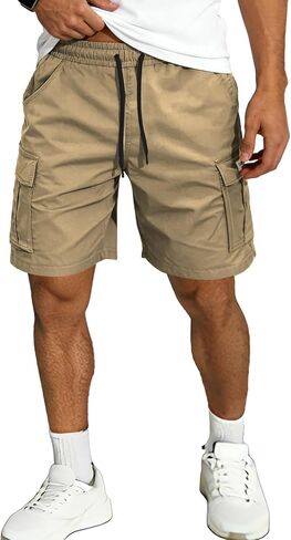 Hidkat Men's Lightweight Cargo Shorts with Drawstring-Breathable,Comfy Casual Outdoor Shorts for Hiking Gym Workout in Saudi Arabia