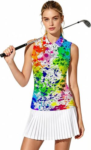 Golf Outfits for Women Sleeveless Golf Polo Shirts for Ladies Collared Athletic Clothes Tank Tops Workout Running in Saudi Arabia