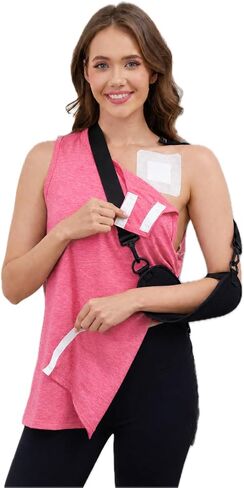 Women’s Post Shoulder Surgery Shirts Tear Away Snap Access Tank Top for Rotator Cuff Mastectomy Chemo Port Access in Saudi Arabia