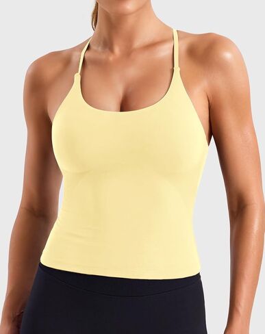 YEOREO LuxFlow Womens Twist Back Workout Tank Top Strappy Padded Impact Halter Yoga Athletic Bra U Neck Pilates Camisole in Kuwait