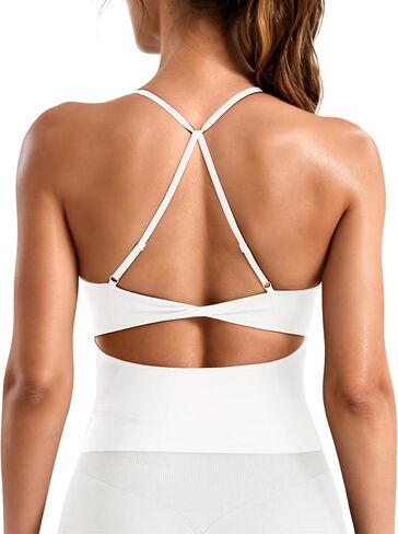 YEOREO LuxFlow Womens Twist Back Workout Tank Top Strappy Padded Impact Halter Yoga Athletic Bra U Neck Pilates Camisole in Kuwait