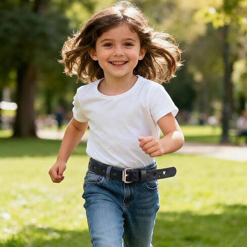 Mikovivi 3pcs أحزمة جلدية للفتيات للأطفال مقاس 10-12، مخرمة على شكل قلب جلد نحيف للأطفال الصغار في سن المراهقة حزام ملابس إكسسوارات لفساتين الجينز الموحدة (أسود، أبيض، جملي) in Kuwait