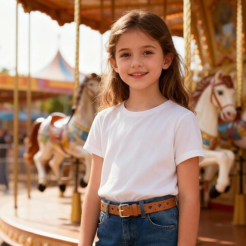 Mikovivi 3pcs أحزمة جلدية للفتيات للأطفال مقاس 10-12، مخرمة على شكل قلب جلد نحيف للأطفال الصغار في سن المراهقة حزام ملابس إكسسوارات لفساتين الجينز الموحدة (أسود، أبيض، جملي) in Kuwait