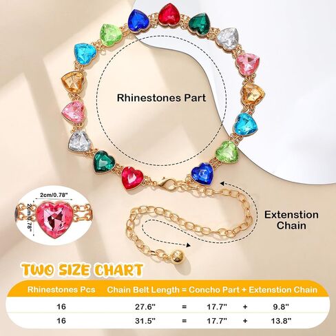 Girls Belt Gold Chain, Kids Adjustable Colorful Rhinestone Metal Waist Chain Belts for Flower Girls Dresses Jeans Gifts in Kuwait