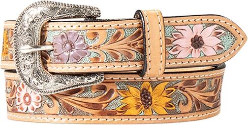 ARIAT Youth Girls Handpainted Flowers Leather Belt, Multicolored, 30 in Saudi Arabia