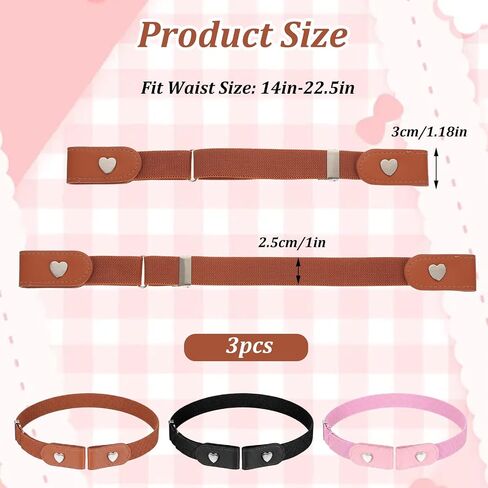 3Pcs No Buckle Stretch Belts for Boy Girl Comfortable Elastic Belts Adjustable Buckle Free Elastic Kids Belt for Casual Pants Jeans in Kuwait