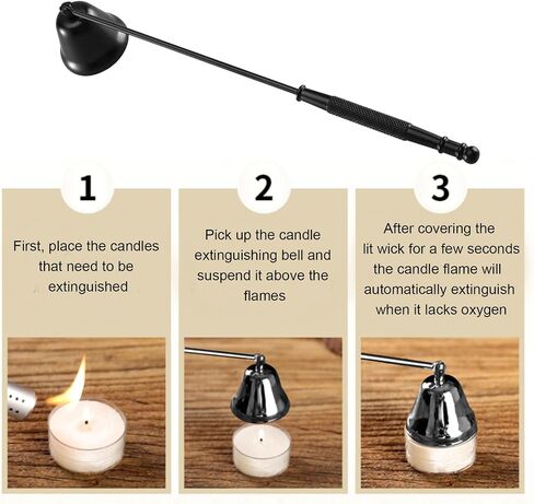 Candle Snuffer, Candle Snuffers Wick Snuffer, Candle Accessory, Extinguish Candle Flame Safely with Long Handle Putting Out Fire, Candle Extinguisher Tool (Black) in Saudi Arabia