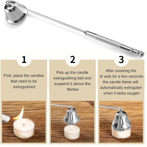 Candle Snuffer, Candle Snuffers Wick Snuffer, Candle Accessory, Extinguish Candle Flame Safely with Long Handle Putting Out Fire, Candle Extinguisher Tool (Silvery) in Saudi Arabia