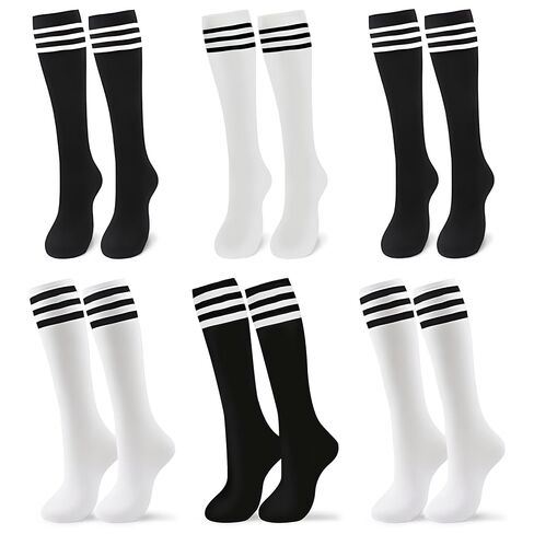 6Pcs Girls Knee High Socks - Tall Socks for Girls Knee High Socks for Girls Teen Girl Socks Cute Long Socks for Girls Knee High Socks Cute Girl Socks - Long Socks for Teen Girls Cotton Socks for Girls in Saudi Arabia