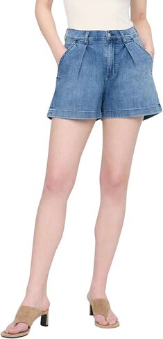 DUER Women's Performance Denim Lite Pleated Short, Breathable High Waisted Jorts for Summer Comfort in Kuwait