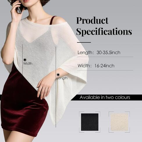 Womens Sheer Poncho Shrug, Lightweight Cover Up Sweater for Beach Party Travel Formal Occasions in Saudi Arabia