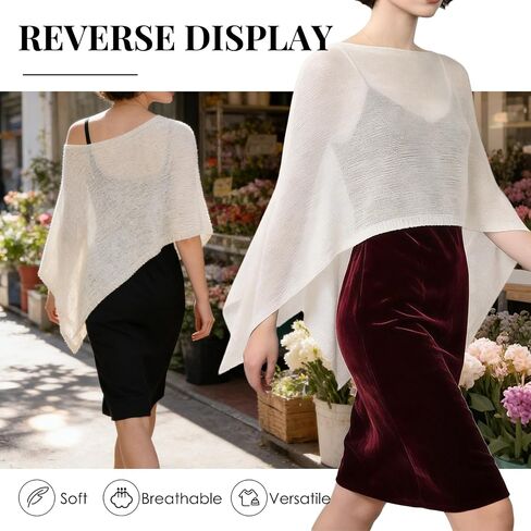Womens Sheer Poncho Shrug, Lightweight Cover Up Sweater for Beach Party Travel Formal Occasions in Saudi Arabia