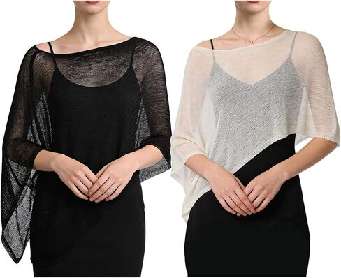 Womens Sheer Poncho Shrug, Lightweight Cover Up Sweater for Beach Party Travel Formal Occasions in Saudi Arabia