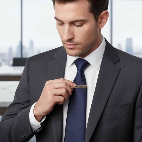 Textured Tie Clips for Men, Gold and Silver Tie Bars Set - Vintage Copper Tie Pins for Wedding, Business Gifts for Husband Boyfriend in Saudi Arabia