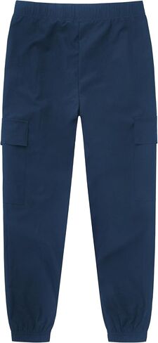 2 Pack Boys Cargo Joggers Pants with Pockets Quick Dry Hiking Lightweight Uniform Pants for Youth Size 8 10-12 Black in Saudi Arabia