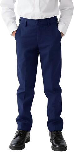 Boys Dress Pants Toddler Boy Slim Fit School Uniform Pants for Kids Wedding Trousers with Adjustable Waist in Kuwait