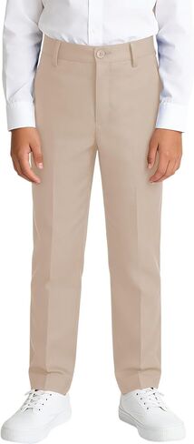 Boys' Dress Pants Kids Formal Suit Pants for Boys School Uniform Wedding Easter Outfit Adjustable Waist, Size 5-14Y in Kuwait