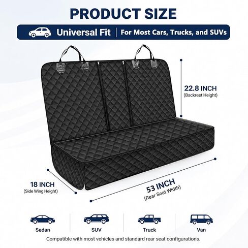 SNZ Dog Car Seat Cover for Back Seat, 100% Waterproof Pet Car Seat Protector, 600D Oxford Backseat Covers for Dogs, Scratch Proof Nonslip for Cars, Trucks, and SUVs in Kuwait
