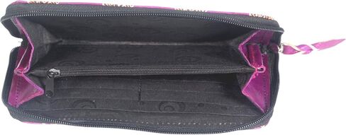 ZINT Handcrafted Shantiniketan Genuine Leather Women’s Wallet – Purple Hand-Tooled Elephant Motif Zipper Clutch in Saudi Arabia