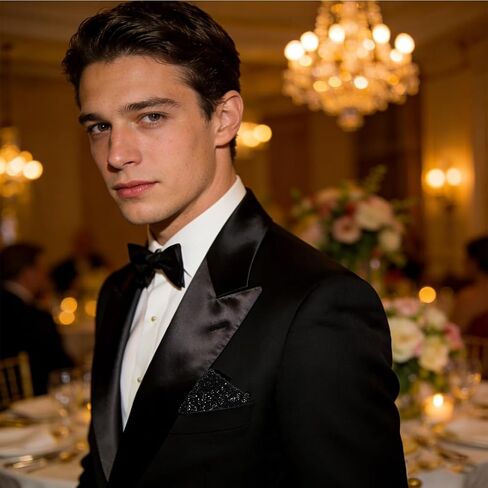 Tsangbaby Sparkle Prefolded Pocket Squares for Men, Rhinestone Black Suit Pocket Squares Handkerchief Suit Accessories for Business Wedding in Saudi Arabia