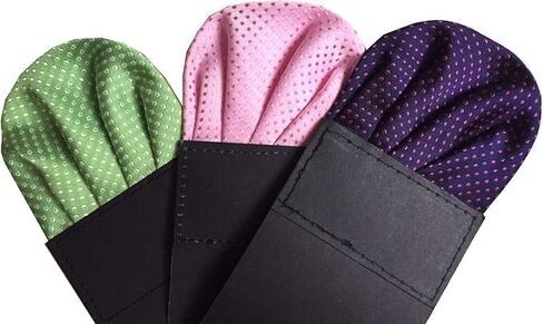 Men's PreFolded Pocket Squares On Card Assorted colors Polka dots Polyester Stain 2 Style 8 pieces in Saudi Arabia