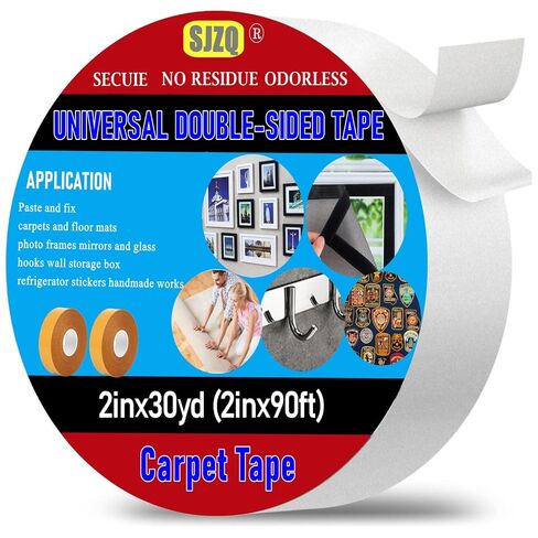 Double Sided Carpet Tape 2 in x 22 yd Heavy Duty - Strong Adhesive for Area Rugs, Mats, Stairs on Hardwood, Tile, Concrete Floors No Residue Removable in Saudi Arabia