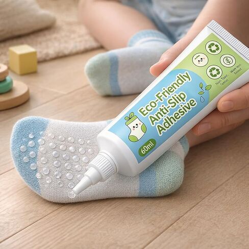 Anti-Slip Glue for Socks – 120ml Transparent Grip Liquid for Bath Mats, Rugs, Carpets, Blankets, and Slippers – Washable, Eco-Friendly, No Latex, Mess-Free with Precision Tip Applicator in Saudi Arabia