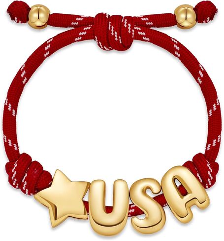 LILIE&WHITE 250 Anniversary USA Bracelet for Women with Inital 4th of July Accessories American Bracelets Rope Knotty Friendship Bracelets Independence Day Jewelry Gift in Kuwait