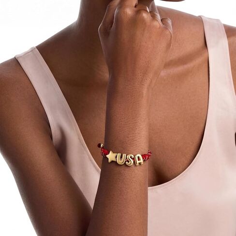 LILIE&WHITE 250 Anniversary USA Bracelet for Women with Inital 4th of July Accessories American Bracelets Rope Knotty Friendship Bracelets Independence Day Jewelry Gift in Kuwait