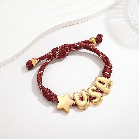 LILIE&WHITE 250 Anniversary USA Bracelet for Women with Inital 4th of July Accessories American Bracelets Rope Knotty Friendship Bracelets Independence Day Jewelry Gift in Kuwait