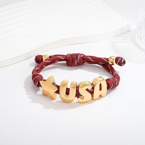 LILIE&WHITE 250 Anniversary USA Bracelet for Women with Inital 4th of July Accessories American Bracelets Rope Knotty Friendship Bracelets Independence Day Jewelry Gift in Kuwait