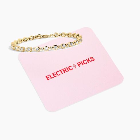 Electric Picks Trust Fund Bracelet for Women, 14k Gold Plated Logo Charm Chain Bracelet, Adjustable 6"–7.5", Stackable Statement Jewelry, Chic Gold Bracelet Gift in Saudi Arabia