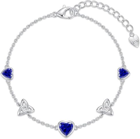JSGEMSLEE Love Heart Birthstone Bracelets for Women White Gold 14K Gold Plated Celtic Knot Heart Bracelet Anniversary Birthday Christmas Jewelry Gifts for Women in Saudi Arabia