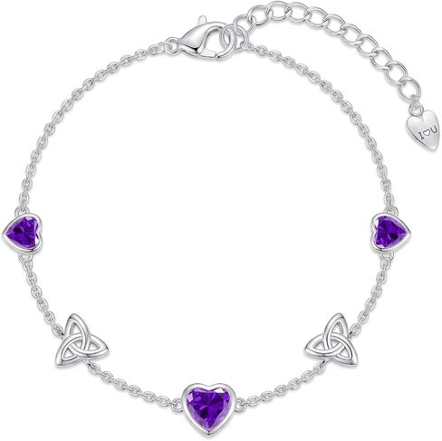 JSGEMSLEE Love Heart Birthstone Bracelets for Women White Gold 14K Gold Plated Celtic Knot Heart Bracelet Anniversary Birthday Christmas Jewelry Gifts for Women in Saudi Arabia