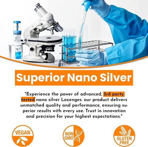 OPTIVIDA Nano Colloidal Silver Lozenges 60 PPM - Organic Cough Drops for Adults & Kids - Natural Honey Sore Throat Lozenges for Immune Support - Soothing Lemon Lozenges, Non GMO, Gluten Free - 27ct in Kuwait