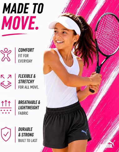 شورت رياضي للفتيات من PUMA - قطعتان من شورتات دولفين الرياضية النشطة الشبكية للجري وكرة السلة وكرة القدم والكرة الطائرة للفتيات in Kuwait