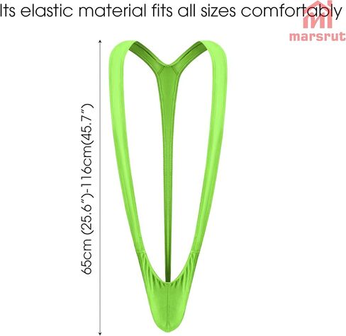 Marsrut 2PCS Mankini Swimsuit Men Thong Costume, One Piece Panties Underwear Conjoined Stretchy Funny Sexy Hammock Swimsuit Beach Swimwear for Man Banana Bathing Swimming Valentines Day Green, Black in Kuwait