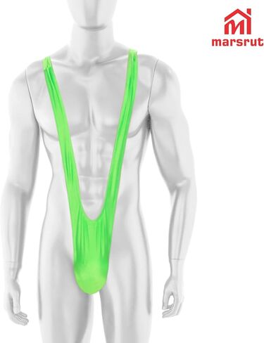 Marsrut 2PCS Mankini Swimsuit Men Thong Costume, One Piece Panties Underwear Conjoined Stretchy Funny Sexy Hammock Swimsuit Beach Swimwear for Man Banana Bathing Swimming Valentines Day Green, Black in Kuwait