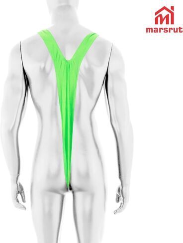 Marsrut 2PCS Mankini Swimsuit Men Thong Costume, One Piece Panties Underwear Conjoined Stretchy Funny Sexy Hammock Swimsuit Beach Swimwear for Man Banana Bathing Swimming Valentines Day Green, Black in Kuwait