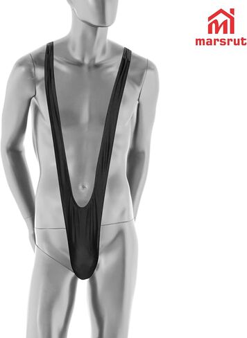 Marsrut 2PCS Mankini Swimsuit Men Thong Costume, One Piece Panties Underwear Conjoined Stretchy Funny Sexy Hammock Swimsuit Beach Swimwear for Man Banana Bathing Swimming Valentines Day Green, Black in Kuwait