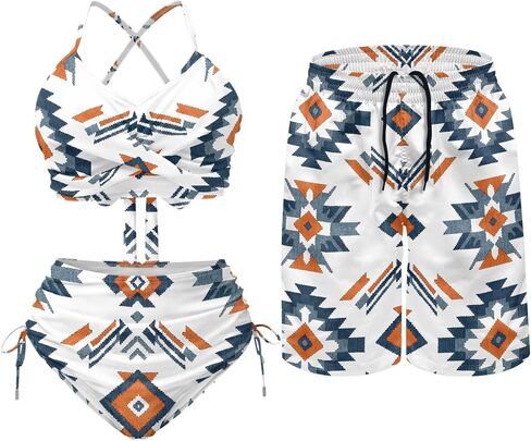 Matching Swimsuit for Couples,Women 2 Piece Bathing Suit Bikini Set Mens Swimtrunks in Kuwait