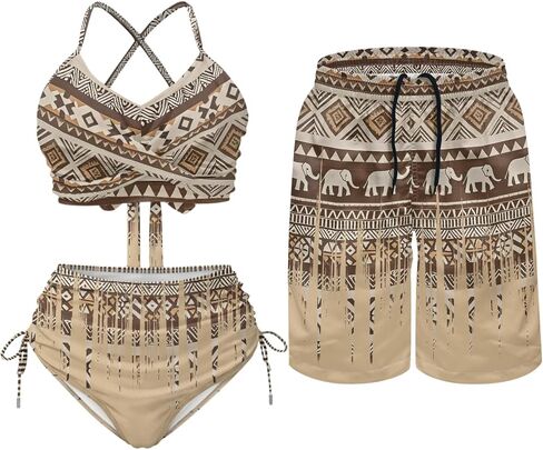 Matching Swimsuit for Couples,Women 2 Piece Bathing Suit Bikini Set Mens Swimtrunks in Kuwait