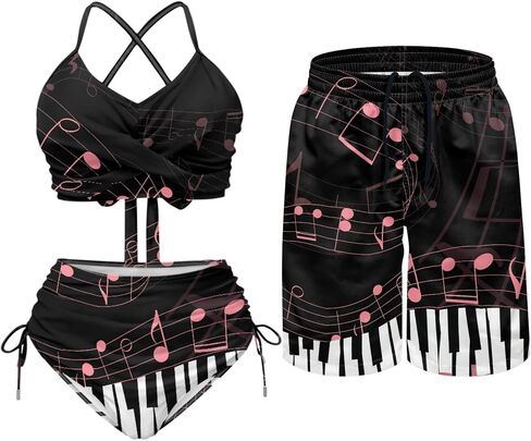 Matching Swimsuit for Couples,Women 2 Piece Bathing Suit Bikini Set Mens Swimtrunks in Kuwait