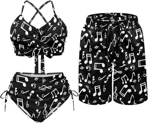 Matching Swimsuit for Couples,Women 2 Piece Bathing Suit Bikini Set Mens Swimtrunks in Kuwait