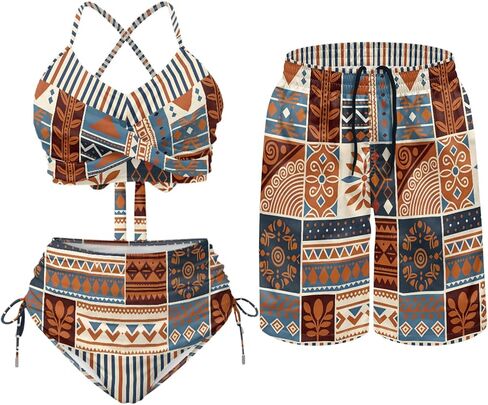 Matching Swimsuit for Couples,Women 2 Piece Bathing Suit Bikini Set Mens Swimtrunks in Kuwait