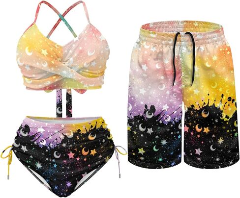 Matching Swimsuit for Couples,Women 2 Piece Bathing Suit Bikini Set Mens Swimtrunks in Kuwait