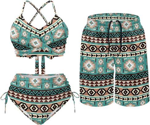 Matching Swimsuit for Couples,Women 2 Piece Bathing Suit Bikini Set Mens Swimtrunks in Kuwait